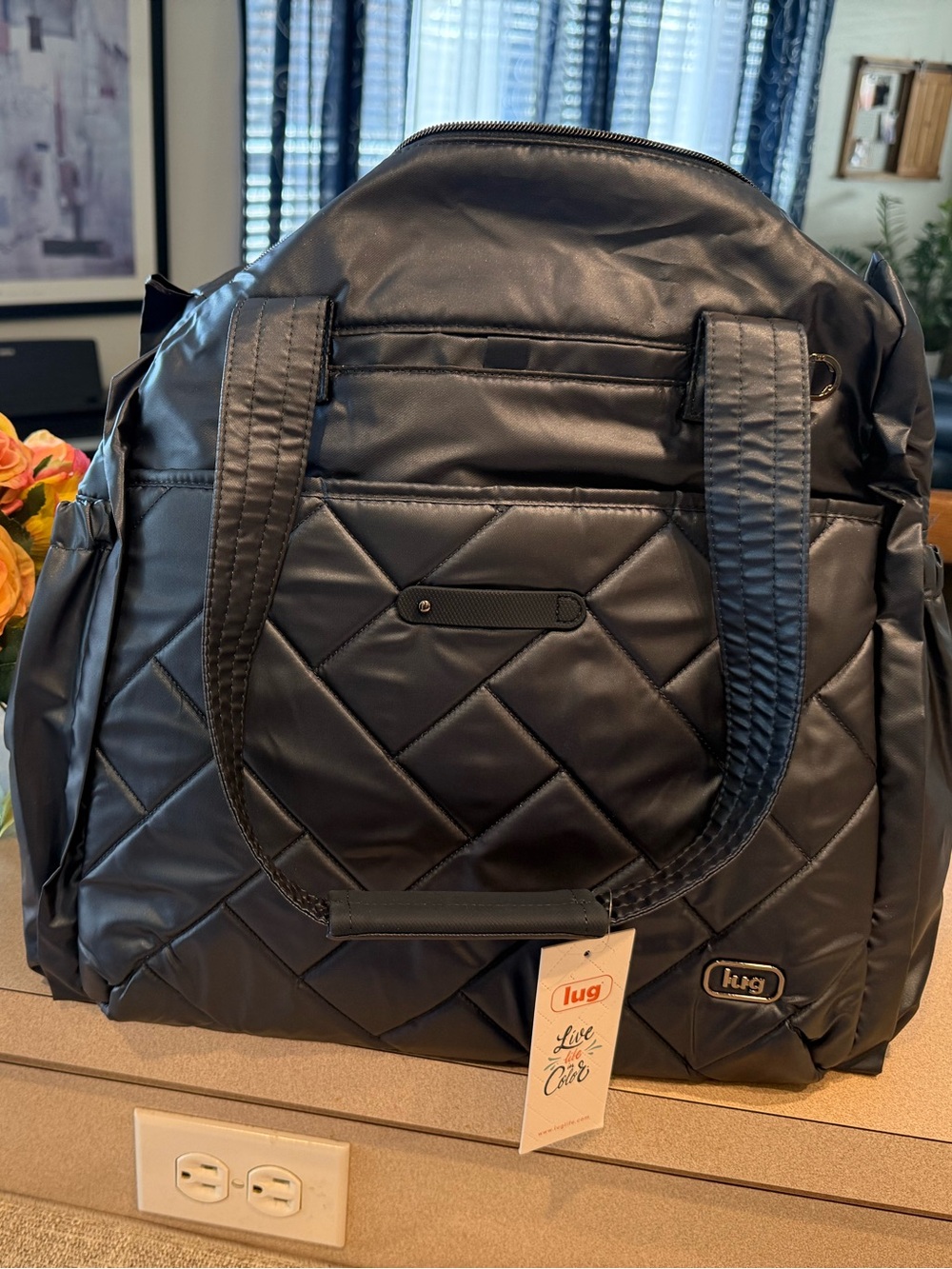 NWT Lug Saunter Weekender Bag Metallic indigo